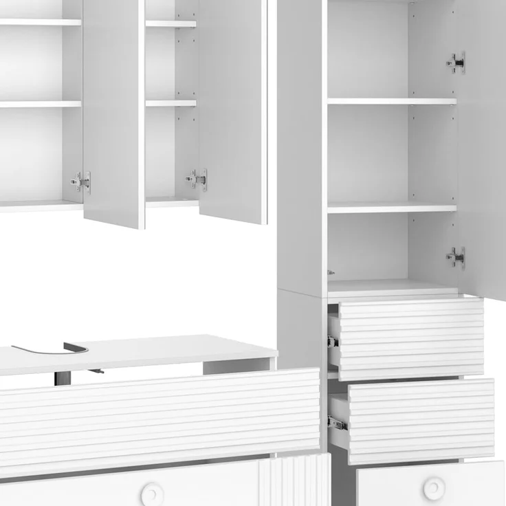 Badmöbel-Set Sola Weiß 3-teilig Vicco – Bild 6