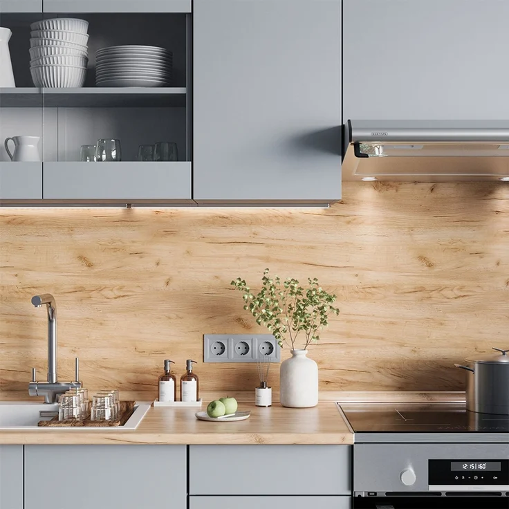 Küchenzeile R-Line Grau 240 cm , AP Eiche Vicco – Bild 4