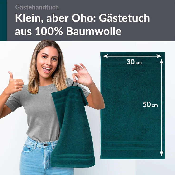 Lashuma Gästehandtücher London, Frottee (4-St), Saugstarke Küchenhandtücher 30x50 cm dunkel grün – Bild 3