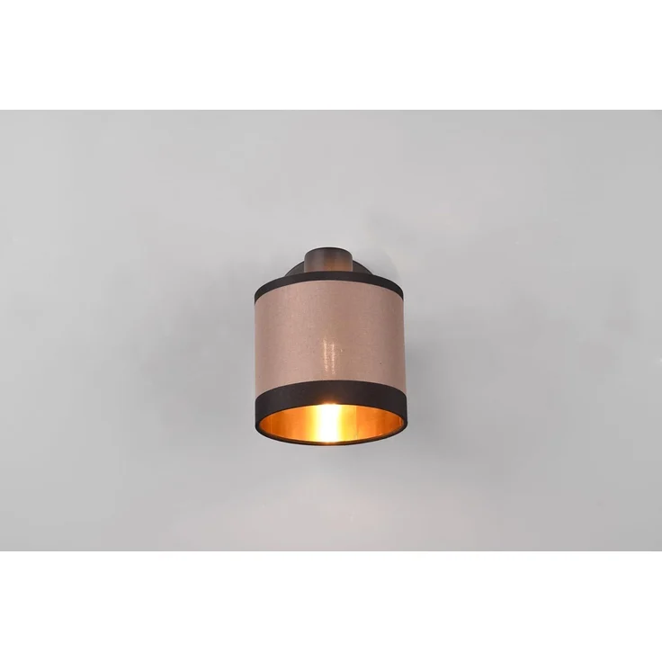 Wandstrahler DAVOS mit Schalter & Stoffschirm Taupe / Gold, Breite 12cm – Bild 3