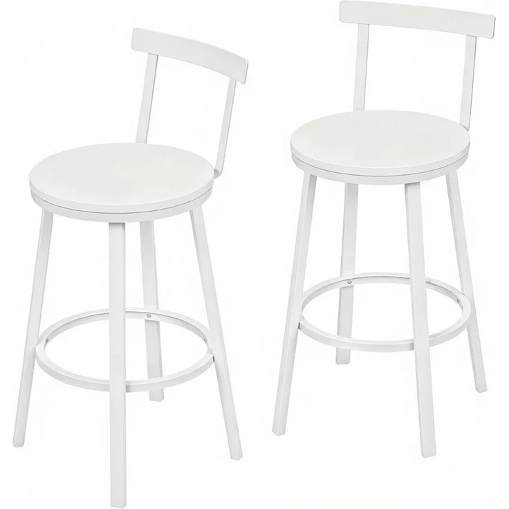 Bar Hocker,Moderner Akzent Hocker,Ess Hocker mit gebogenen Rückenlehne,Küchenstuhl,Frühstück Hocker(nur mit 2Pcs Hocker)--Weiß--51.5x51.5x89cm--YOUDENOVA – Bild 6