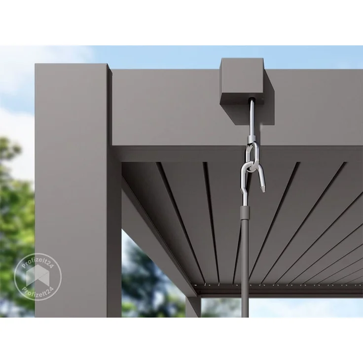 PRIMEYARD Pergola 4x4 m Aluminium Pfosten mit Lamellendach aus Aluminium graue Terrassenüberdachung – Bild 8