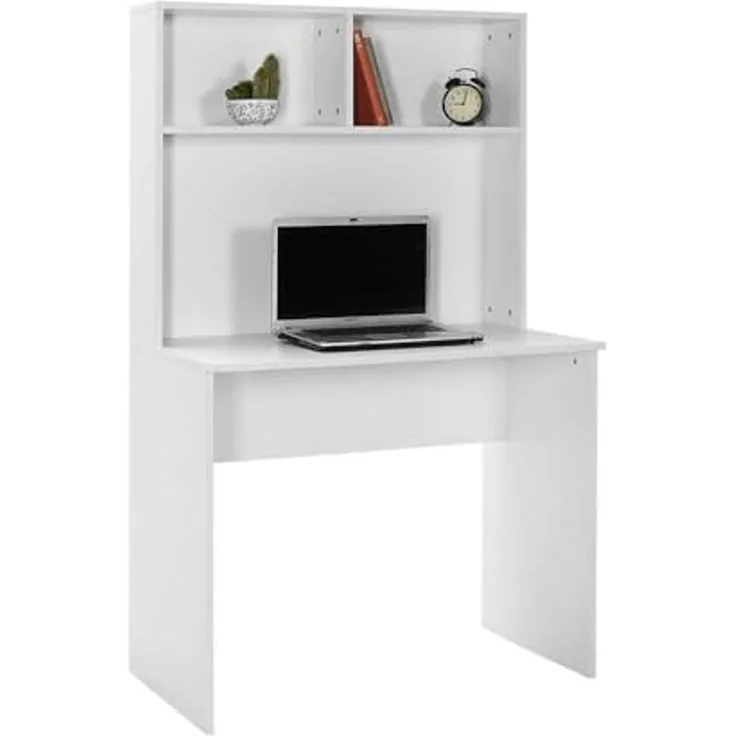 Modern Study Desk, White, 90 x 148 x 52 cm | 100% Melamine Coated Particle Board, 16 mm Thickness | Stylish & Functional for Home Office & Study
