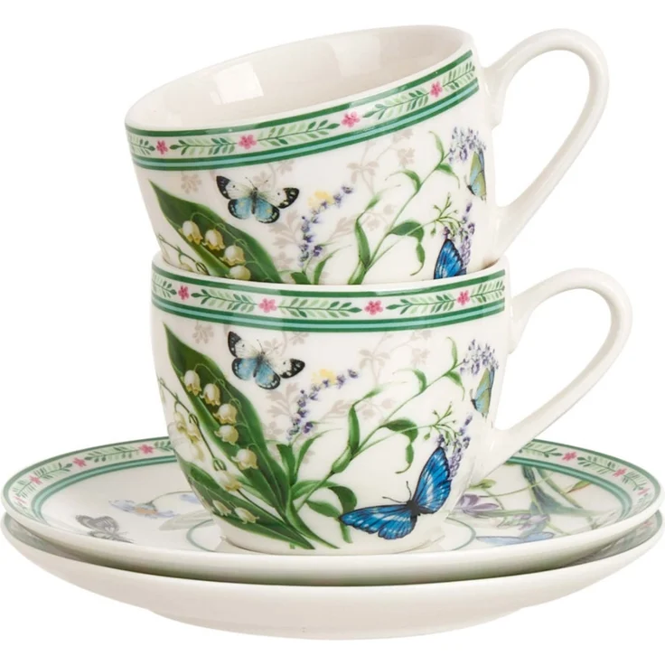 DUO 2er-Set Espressotassen FLOWER DREAM, 90 ml mit Untertassen, New Bone China Porzellan – Bild 4