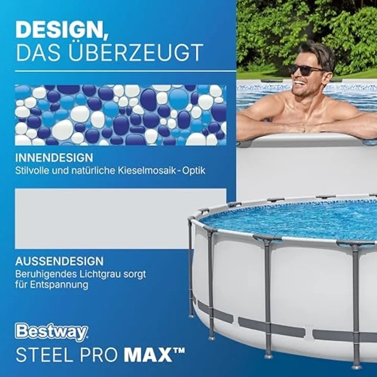 Steel Pro MAX™ Frame Pool Komplett-Set mit Filterpumpe Ø 549 x 122 cm, lichtgrau, rund – Bild 6