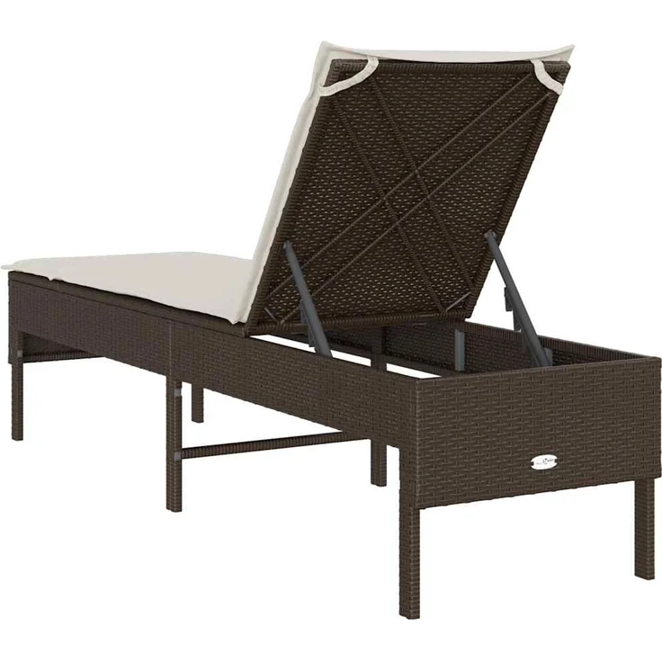 vidaXL Sonnenliege mit Auflage Braun 55x200x44 cm Poly Rattan 4104101 – Bild 6