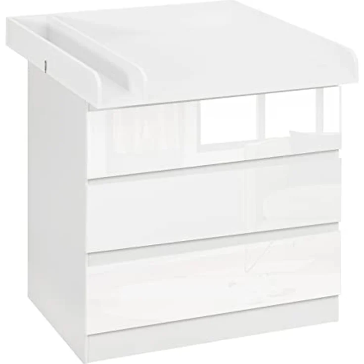 Woltu Wickelkommode, mit Wickelaufsatz, mit 3 Schubladen, Kippschutz, weiß – Bild 6
