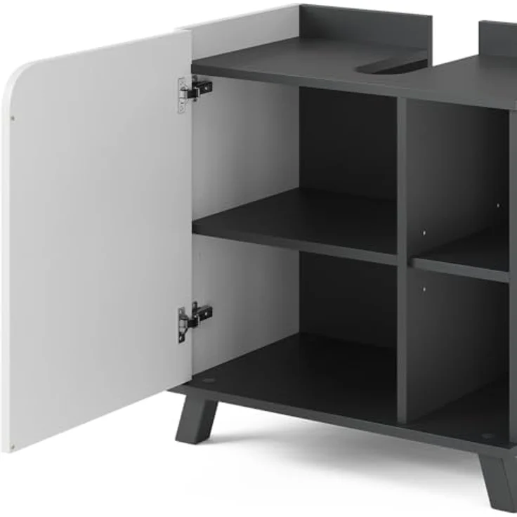 Vicco Waschbeckenunterschrank Karen, anthrazit/weiß, 60 x 65 cm mit Tür und offenen Fächern, pflegeleichte Oberfläche – Bild 5