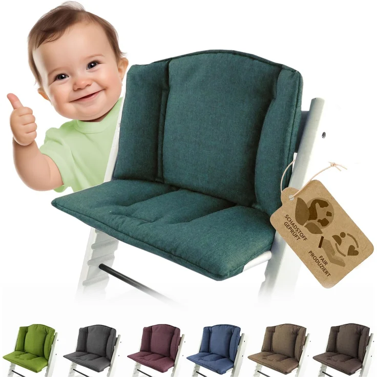 Ersatzbezug Sitzkissen kompatibel mit Stokke Tripp Trapp (meliert olive) | Bezug Kissen-Set Sitzverkleinerer, Mod. 1