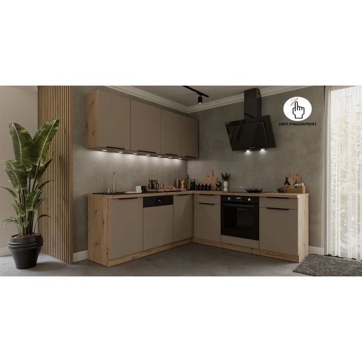 Winkelküche ARIA K-AR ECKE 1 - 215 x 220 + 120 cm Anti Fingerprint Küchenzeile Küchenblock Singleküche Einbauküche Küche Eckküche – Bild 3