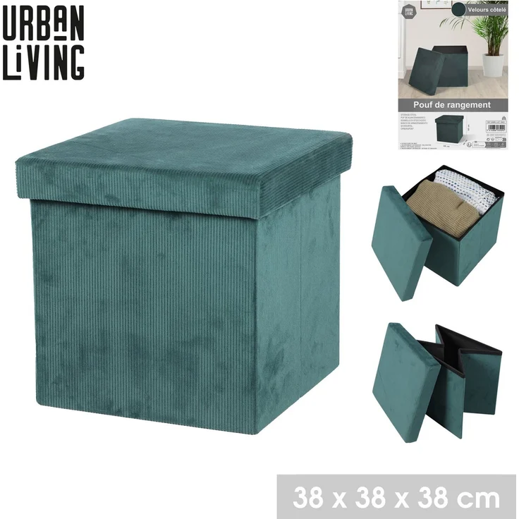 Urban Living Sitzwürfel Sitzhocker mit Stauraum Aufbewahrungsbox Sitz, gepolsterte Sitzfläche, bis 120 kg bleastbar, 38 x 38 x 38 cm