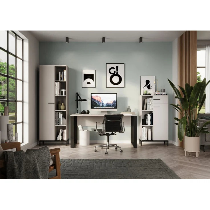 Germania Aktenschrank 2237-572GW-Rovigo, in Kaschmir, Tür schließt nur 2/3 des Schranks, 64 x 190 x 34 cm (BxHxT) – Bild 4