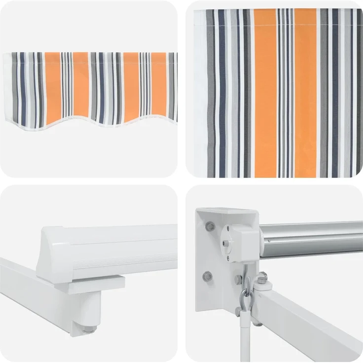 vidaXL Manuelle Gelenkarmmarkise mit LEDs Blau und Orange 3,5x2,5 m 3419275 – Bild 6