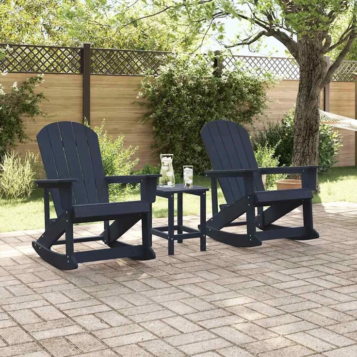 vidaXL Adirondack Schaukelstühle 2 pcs Marineblau HDPE 3335835 – Bild 2