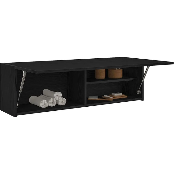 vidaXL Bad-Wandschrank Schwarz 100x25x30 cm Holzwerkstoff 860095 – Bild 1