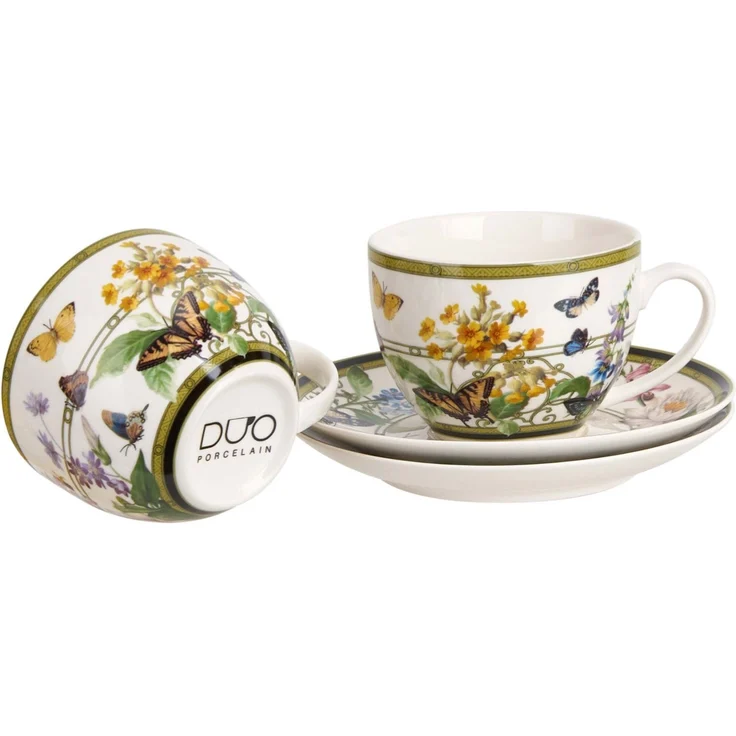 DUO 2er-Set Tassen FLORAL RHAPSODY, 270 ml mit Untertassen, New Bone China Porzellan – Bild 3