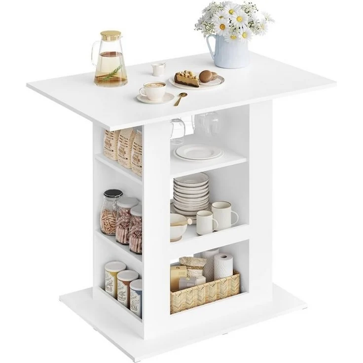 Woltu Bartisch (1-St), Stehtisch, 3 Ablagefächern, seitlichen Ablagen, für Küche Wohnzimmer – Bild 4