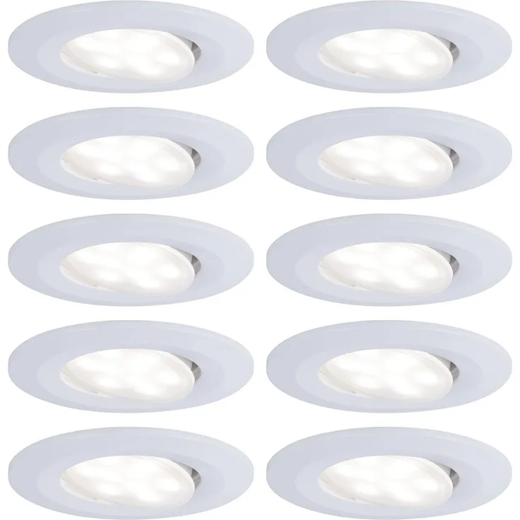 Paulmann 'Calla 99922' Einbauleuchte 10er-Set, BBC/IP65, schwenkbar, LED 10x680lm, 4000K 6W Weiß, 5 x Ø9 cm