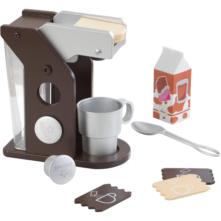 KidKraft 63379 Spielset Kaffee Spielzeug-Set mit Kaffeemaschine, Espressofarben