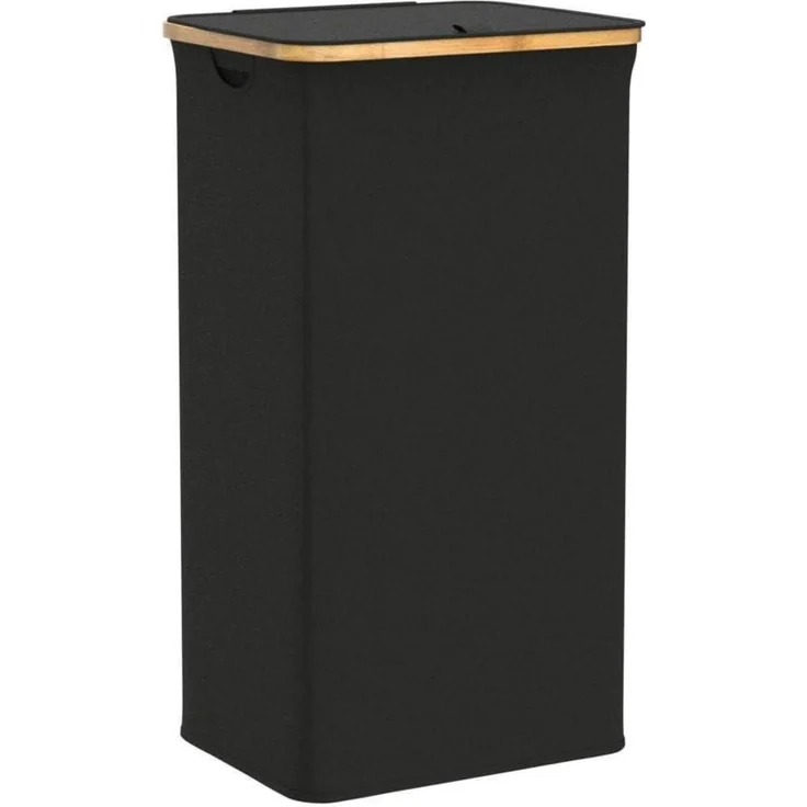 efluky Wäschekorb 100L Bambus Deckel faltbar XXL black Laundry Basket – Bild 4