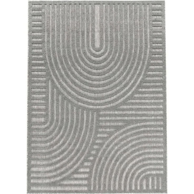 TaraCarpet Teppich Indoor und Outdoor Teppich wetterfest Barcelona Wave Boho Style, rechteckig, Höhe: 10 mm, Wave Boho grau Wohnzimmer Schlafzimmer Esszimmer 80X150 – Bild 4