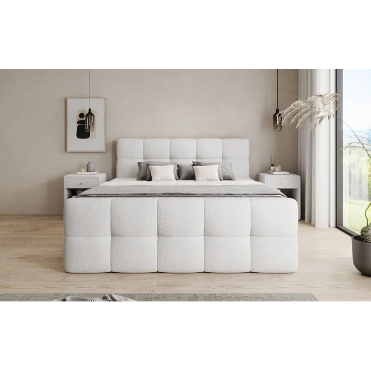 Luxusbetten24 Boxspringbett Cozy in Teddy Bouclé, mit Stauraum, inklusive Topper – Bild 3