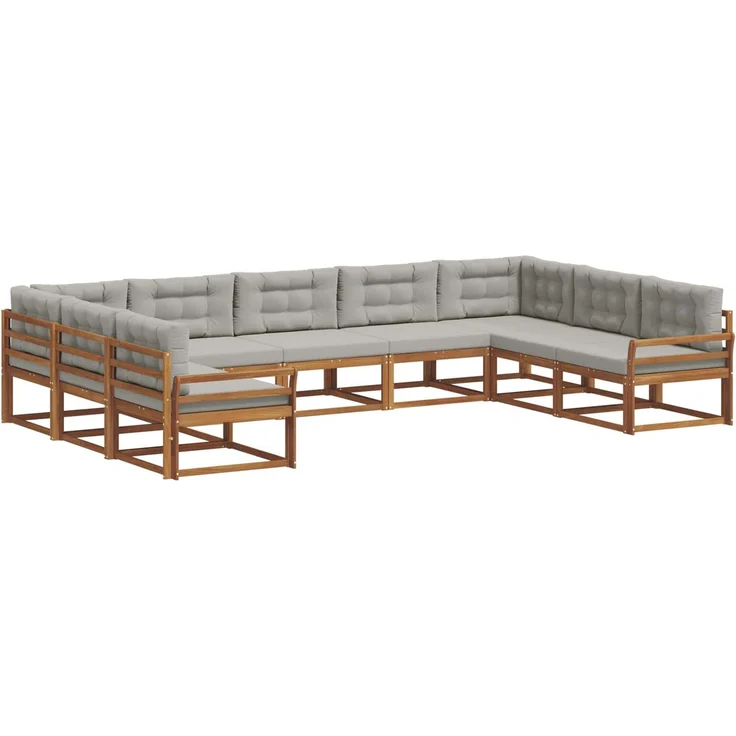 vidaXL Outdoor-Sofagarnitur 9 stk. 9-Sitzer Natur und Hellgrau 3368169 – Bild 2