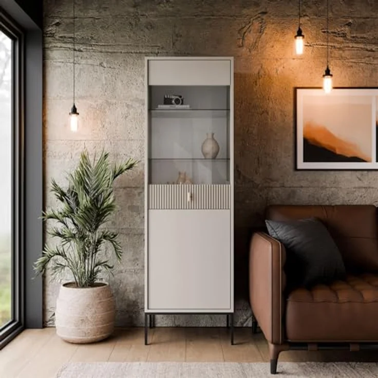 Lookway Vitrine MIDNIGHT mit Glastür auf Gestell Breite: 54 cm – Bild 2