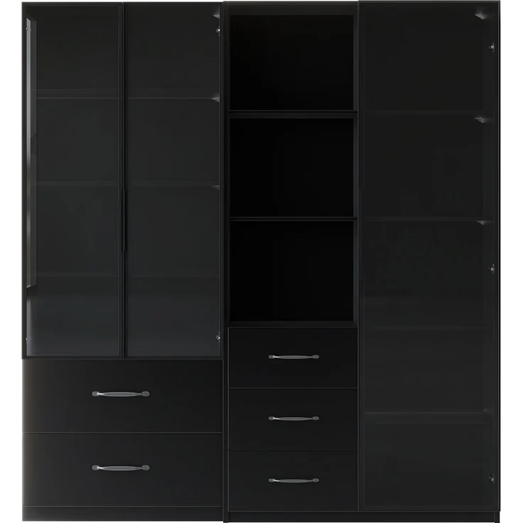 ZUBALIYA LED-Vitrine 140×40×160 cm – Bücherregal und Multifunktionsschrank mit Glas- und offenen Fächern, sanft schließenden Scharnieren, mehrfarbiger LED-Beleuchtung, staubdichter Glasvitrine,Bücherregal – Bild 5