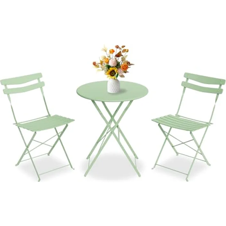 Bistroset 3-Teilig Mit Bistrotisch&2 Klappbaren Stühlen, Gartenmöbel Set