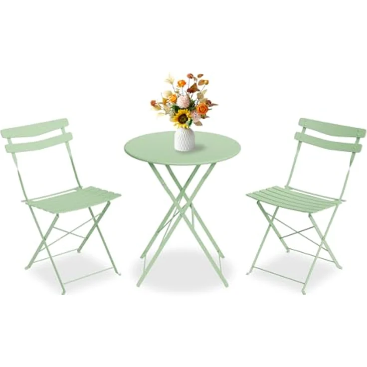 Bistroset 3-Teilig Mit Bistrotisch&2 Klappbaren Stühlen, Gartenmöbel Set – Bild 1
