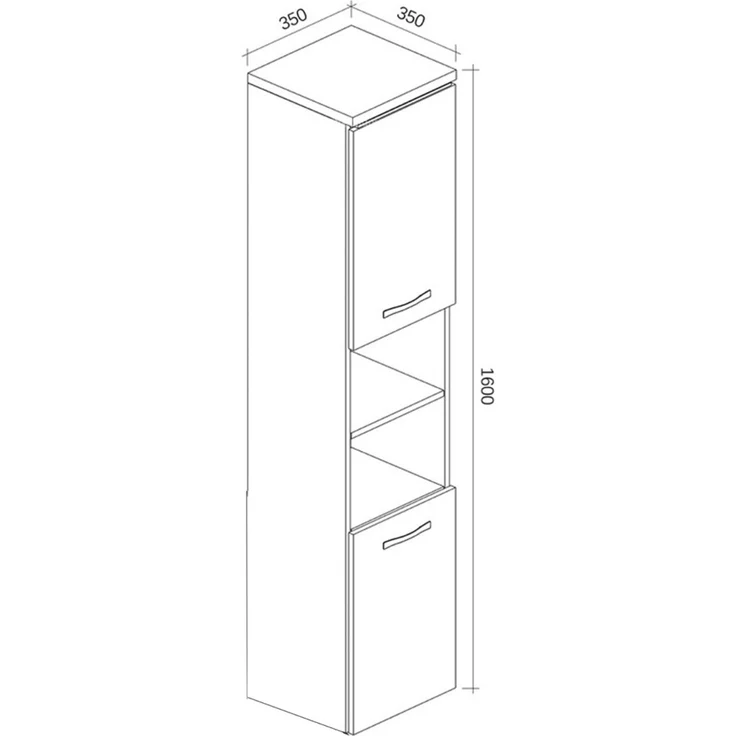 Badplaats Badezimmerschrank Paso 35 x 35 x 160 cm Weiß Hochglanz - Hoch Badschrank Mit 2 Türen – Bild 4