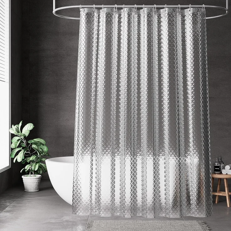 Duschvorhang 3D Rhombus Transparent 100% Eva 180x200cm Wasserdicht Anti Schimmel – Bild 7