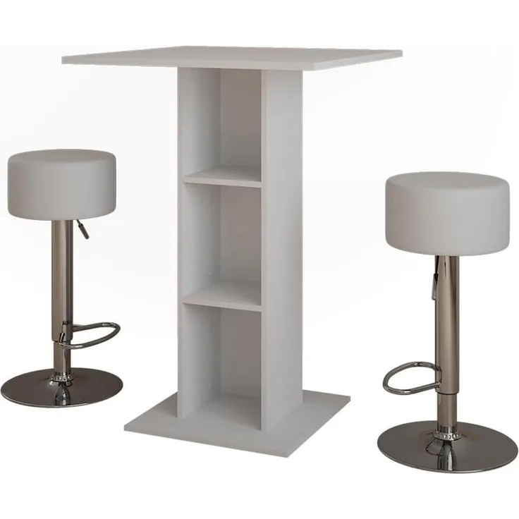 Bartisch-Set Repose Weiß 75 x 75 cm mit 2 Barhockern Vicco