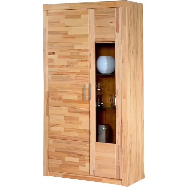 Vitrine Schrank Vitrinenschrank Regal Kernbuche teilmassiv geölt