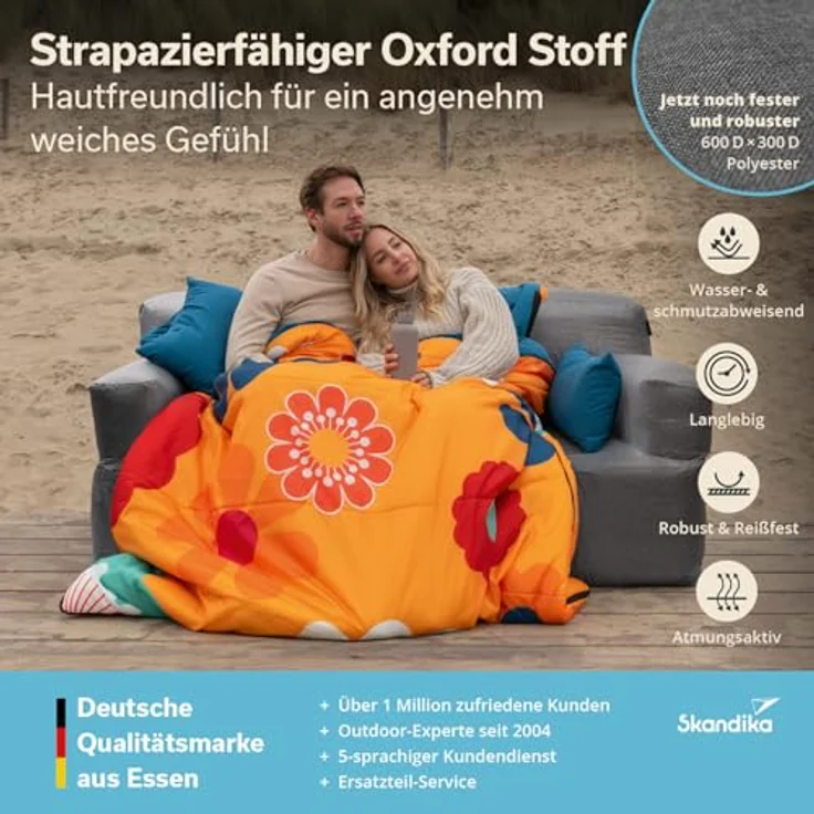 Skandika Luftsofa Easy Air Premium, Aufblasbares Sofa für 2 Personen, inkl. Elektropumpe, abnehmbarer Bezug waschbar, 200 kg belastbar, Oxford-Gewebe – Bild 4