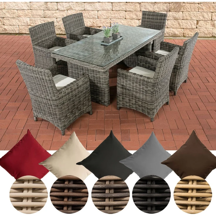 CLP Polyrattan Sitzgruppe Fontana,grau-meliert cremeweiß – Bild 2