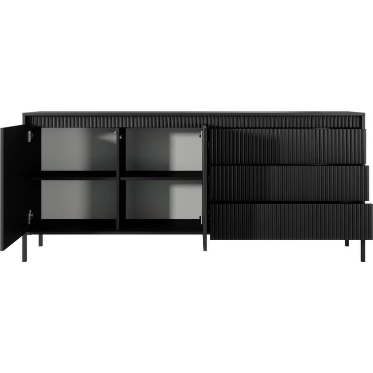 Compleo Schubkastenkommode mit drei Schubladen, gerillte Front, Elegant und Praktisch, Breite: 187 cm – Bild 2