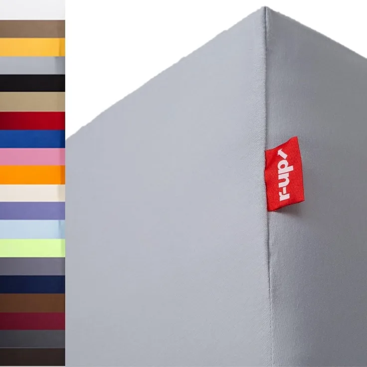 r-up Beste Spannbettlaken 90x200-100x220 bis 35cm Höhe silbergrau 95% Baumwolle / 5% Elastan 230g/m²