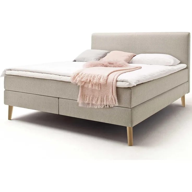 Boxspringbett Greta - Stoff Beige H2 180x200 cm