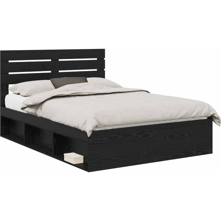 vidaXL Bettrahmen Schwarz 160 x 200 cm Massives Kiefernholz 3411392 – Bild 1