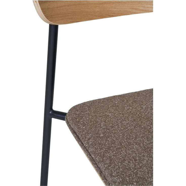 House Nordic Esszimmerstuhl, Rückenlehne aus Eschenholz, braune Sitzfläche mit schwarzen Beinen, HN1269 - 2er set – Bild 7