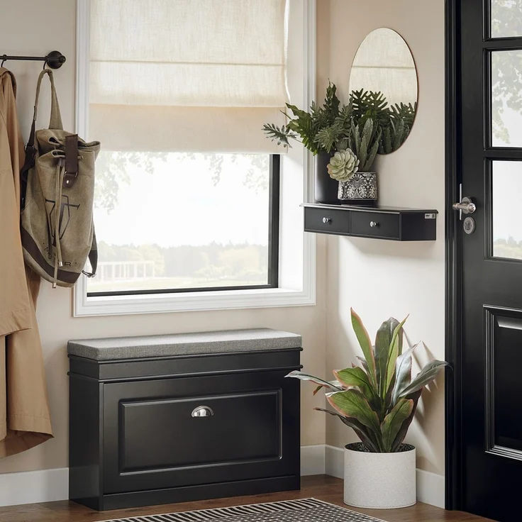 SoBuy FRG43-SCH Wandregal mit schublade, MDF, Lackiert, Schwarz, 64 x 10 x 15 cm – Bild 2