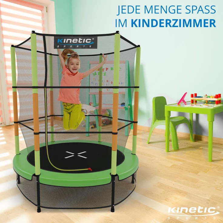 Kinetic Sports Gartentrampolin JUMPER 140, Ø 140 cm, Gummiseil Fun Jumper mit Sicherheitsnetz, Schutzpolster – Bild 2