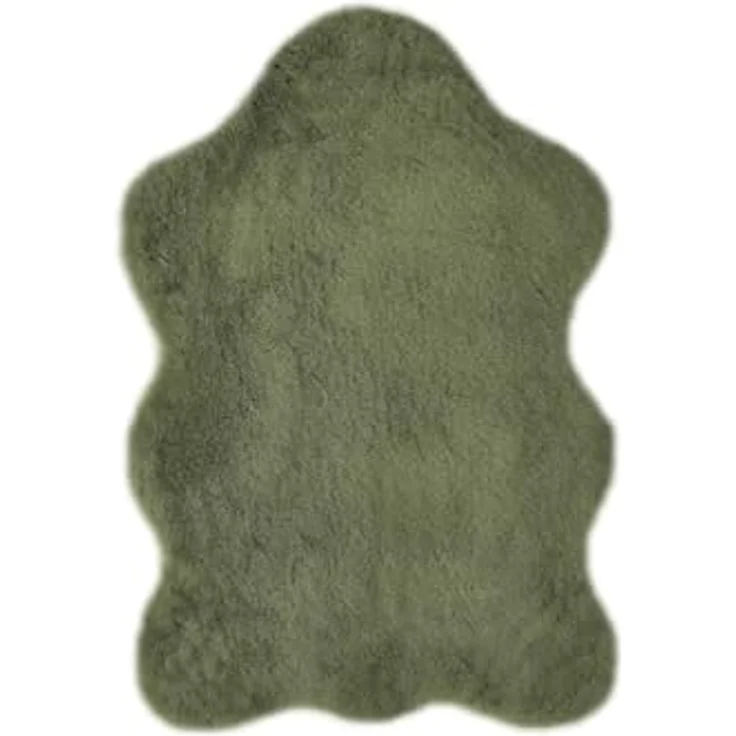 -LUXOR- living Fellteppich Coste gemütlicher weicher Hochflor Kunstfell Teppich 55 x 80 cm dunkelgrün – Bild 1
