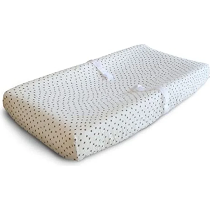 Mushie Waschbar Wickelauflagenbezug | Wickelauflagehbezug 70x45 cm, Passend für Standard-Wickelauflage | Verstellbare Sicherheitsgurte (Bloom) – Bild 2