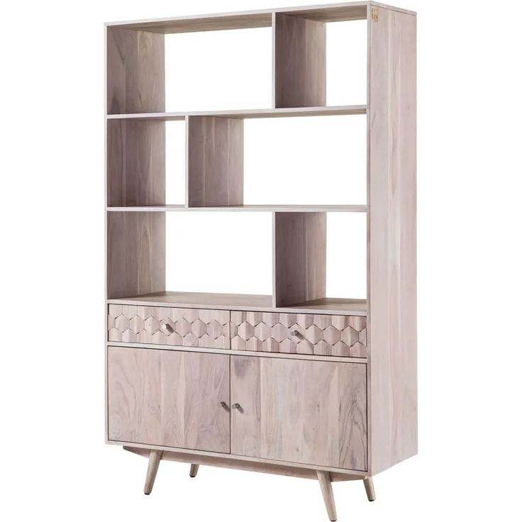 Regal Akazie 115x42x185 weiß lackiert MOSAYK #204