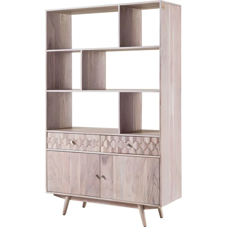 Regal Akazie 115x42x185 weiß lackiert MOSAYK #204 – Bild 1