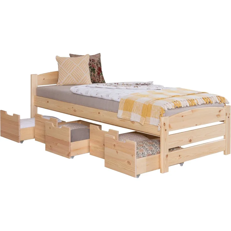 Stauraumbett Seniorenbett "Loni" 90x200 Kiefer massiv