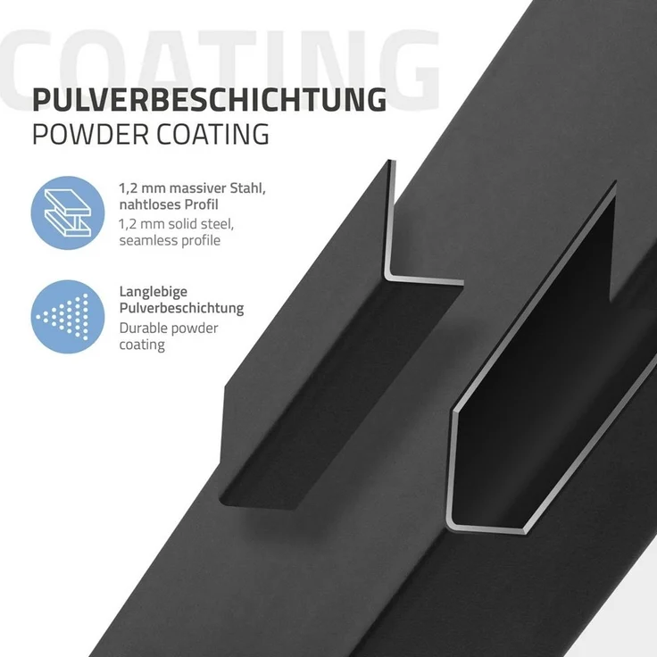 ML-DESIGN Tischbein 4er Set Tischkufen schräg Möbelfüße und Tischgestell aus Stahl I-Form, Bankkufen 30cm Schwarz glänzend Möbelbeine 96° Neigung – Bild 2